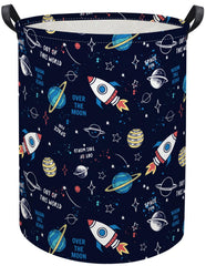 HIYAGON kids laundry basket with rocket planet pattern for nursery organization