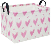 HIYAGON rectangular heart pink gift basket front view for toy organization