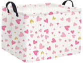 HIYAGON rectangular Valentines basket light pink heart, front view for stylish home organization.