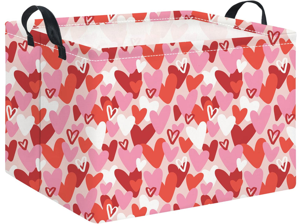 HIYAGON pink rectangular valentines basket front view for toy storage