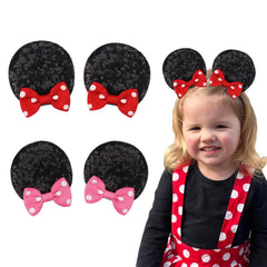 Hjiaruiky mouse ears bow clip set for kids, ideal for party photos and playful style.
