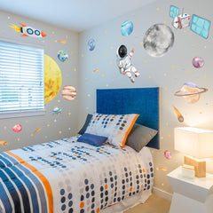 HJKlove watercolor space solar system decal adds dreamy hues to walls
