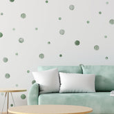 HJKlove watercolour dots wall sticker in green creates a playful focal wall for kids' rooms.