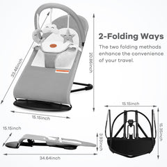 HKAI Baby Bouncer 3-point harness keeps baby secure in comfortable positions