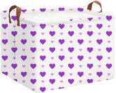HKEC Rectangle Storage Basket Purple Love front view, ideal for organizing toys and linens.