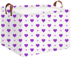 HKEC Rectangle Storage Basket Purple Love front view, ideal for organizing toys and linens.