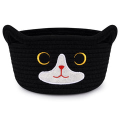 Hkojewp Cat Basket with embroidered face for nursery storage and charm.