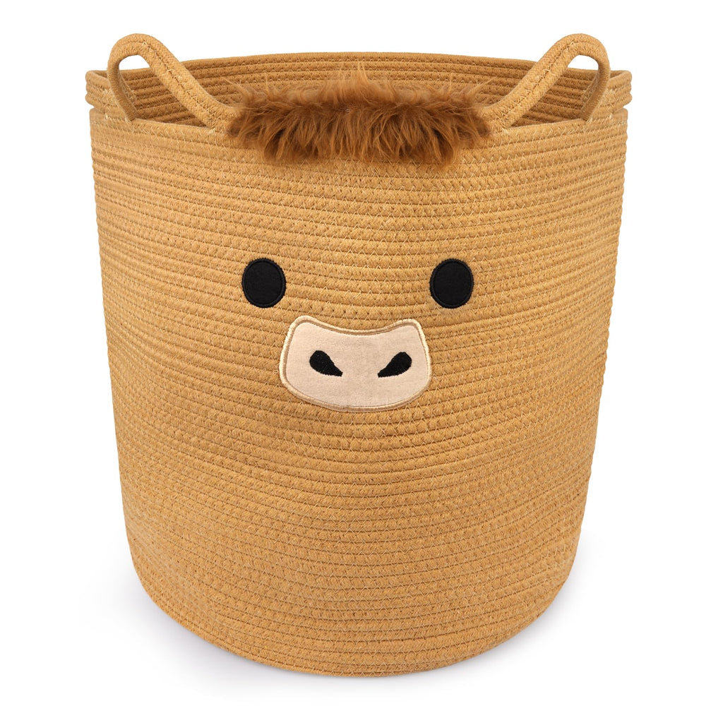 Hkojewp Highland Cow Basket front view showing spacious laundry storage