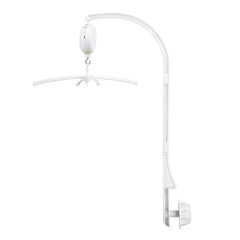 HLEEDUO 26-inch crib mobile arm secured to crib for stable setup.
