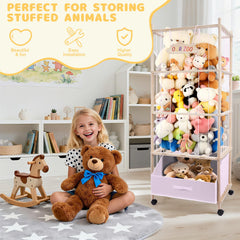 HMAZAE wheeled storage unit for easy plush cleanup in any room.
