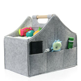 HMOSSVK diaper caddy organizer in grey with wood handle for easy nursery storage