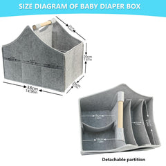 Detachable partitions in HMOSSVK caddy allow adjustable space for diapers and wipes