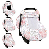HNHUAMING car seat cover in pink floral pattern protects newborns from sun and wind