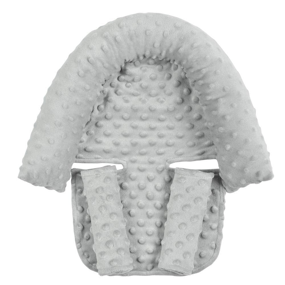 HNHUAMING baby head support in gray stabilizes the neck during car rides.