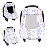 HNHUAMING blue floral carseat cover showing soft, skin-friendly fabric in use during travel
