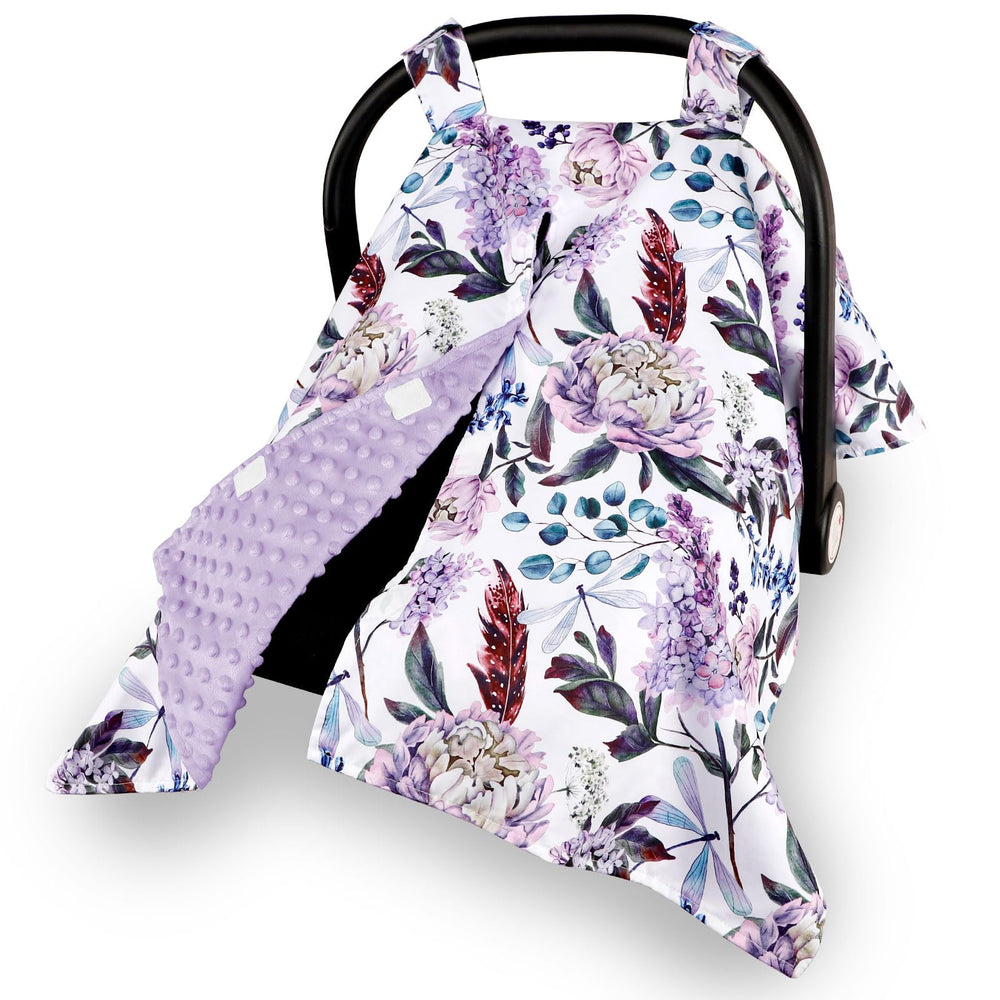 HNHUAMING car seat cover floral purple, soft and breathable for baby travel