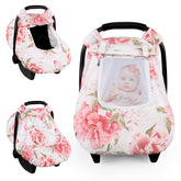 HNHUAMING pink flower car seat cover with mesh window for breathable comfort.