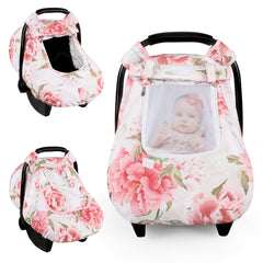 HNHUAMING pink flower car seat cover with mesh window for breathable comfort.