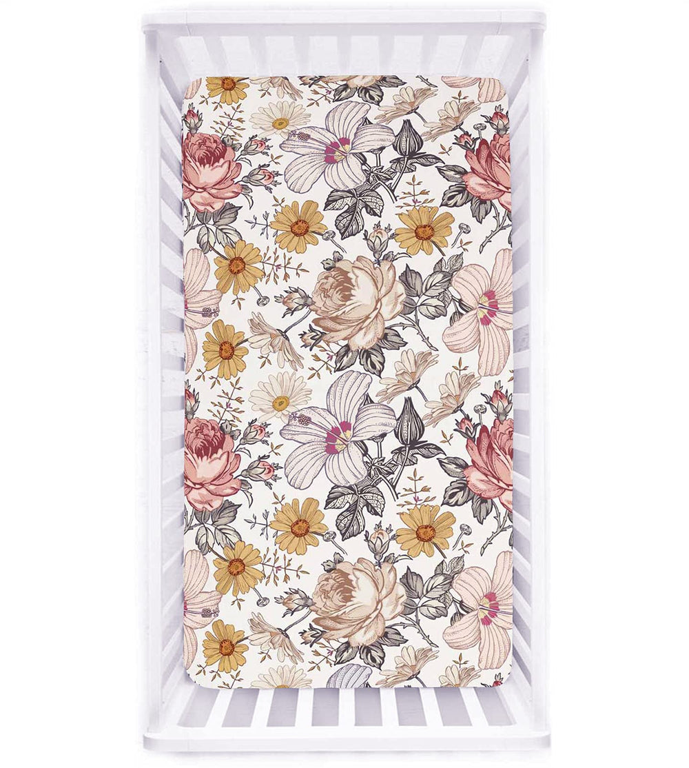 HNHUAMING daisy floral crib sheet with 52x28 fit, soft on baby skin.