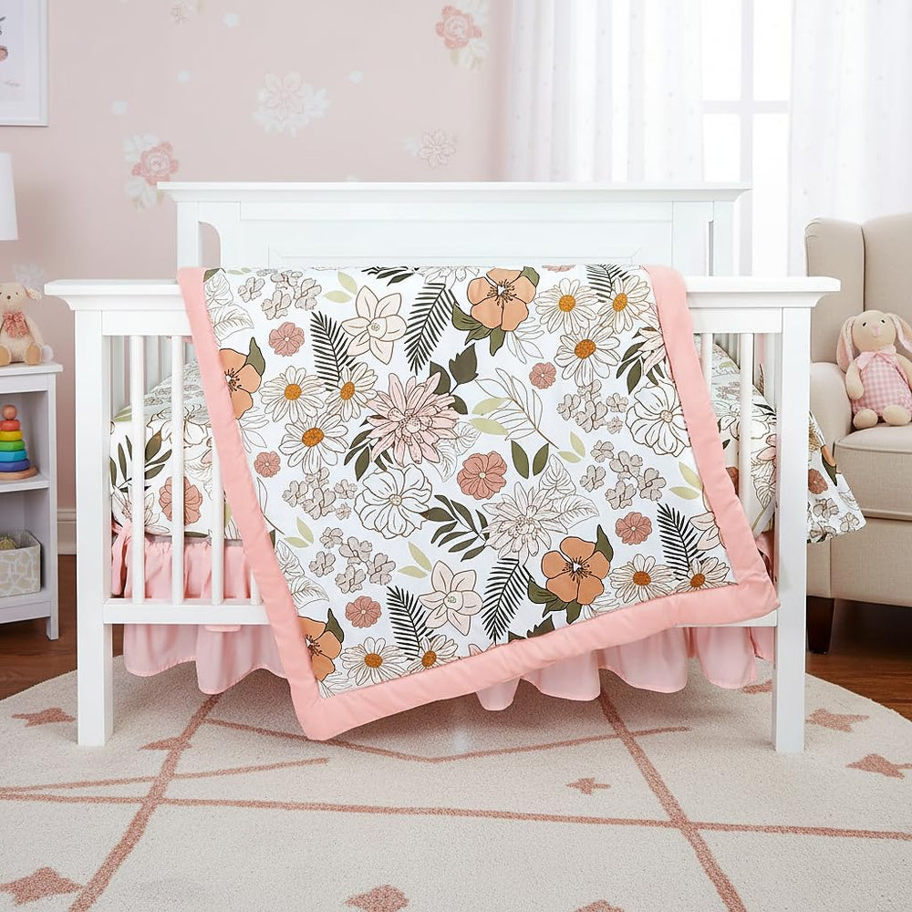 HNHUAMING daisy flower quilt adds cozy warmth to a baby girl's nursery.
