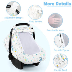 HNHUAMING Dinosaur car seat cover is stroller-ready and machine washable