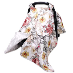 HNHUAMING floral baby car seat canopy provides soft shade and privacy on the go