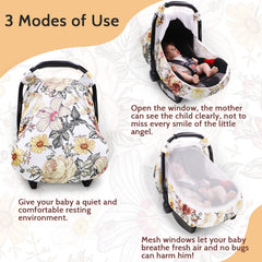 HNHUAMING floral car seat cover with zipped peep windows for easy access.