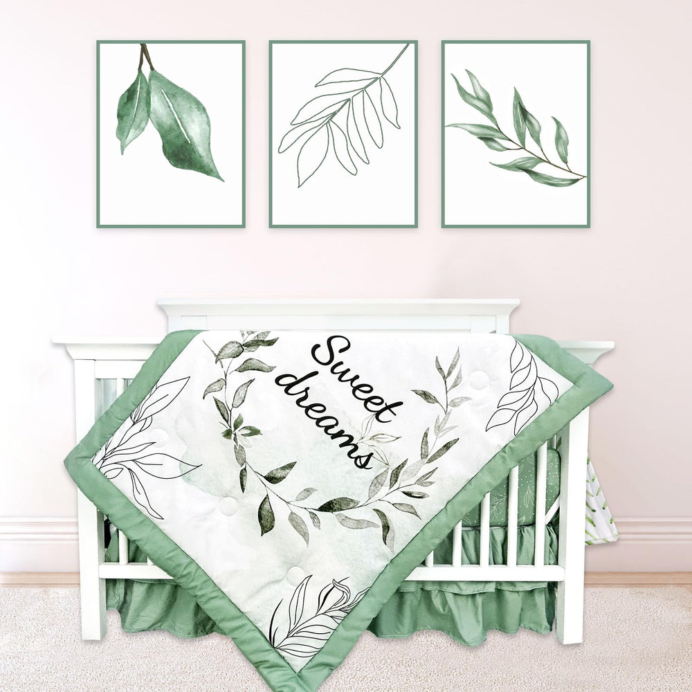 HNHUAMING Green Leaf crib quilt offers cozy warmth and decorative charm.