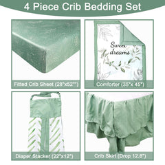 HNHUAMING green leaf crib sheet with elastic edging for a secure fit.