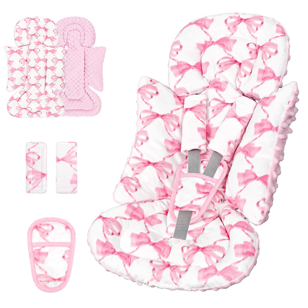 HNHUAMING infant car seat insert with pink bow for gentle head and body support.