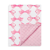 HNHUAMING pink bow baby blanket close-up showing soft newborn comfort.