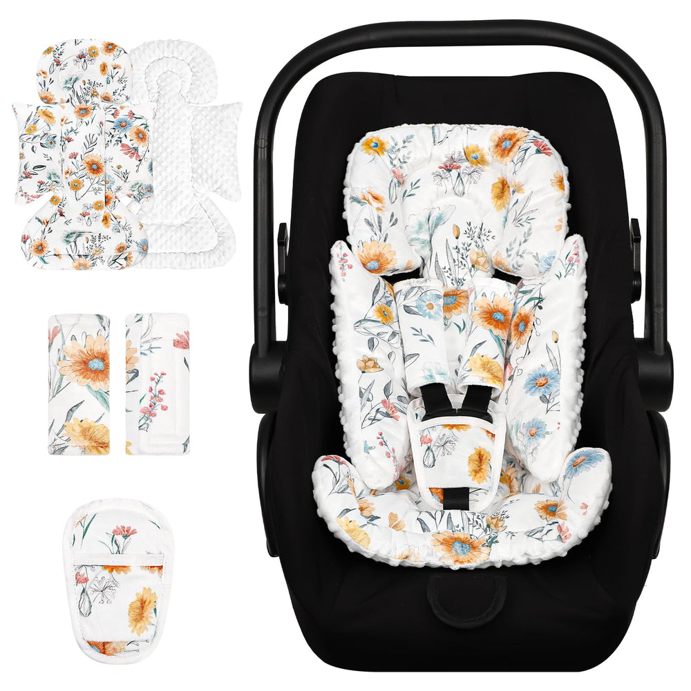 HNHUAMING infant car seat insert with daisy flower design provides soothing visual cue for newborns.
