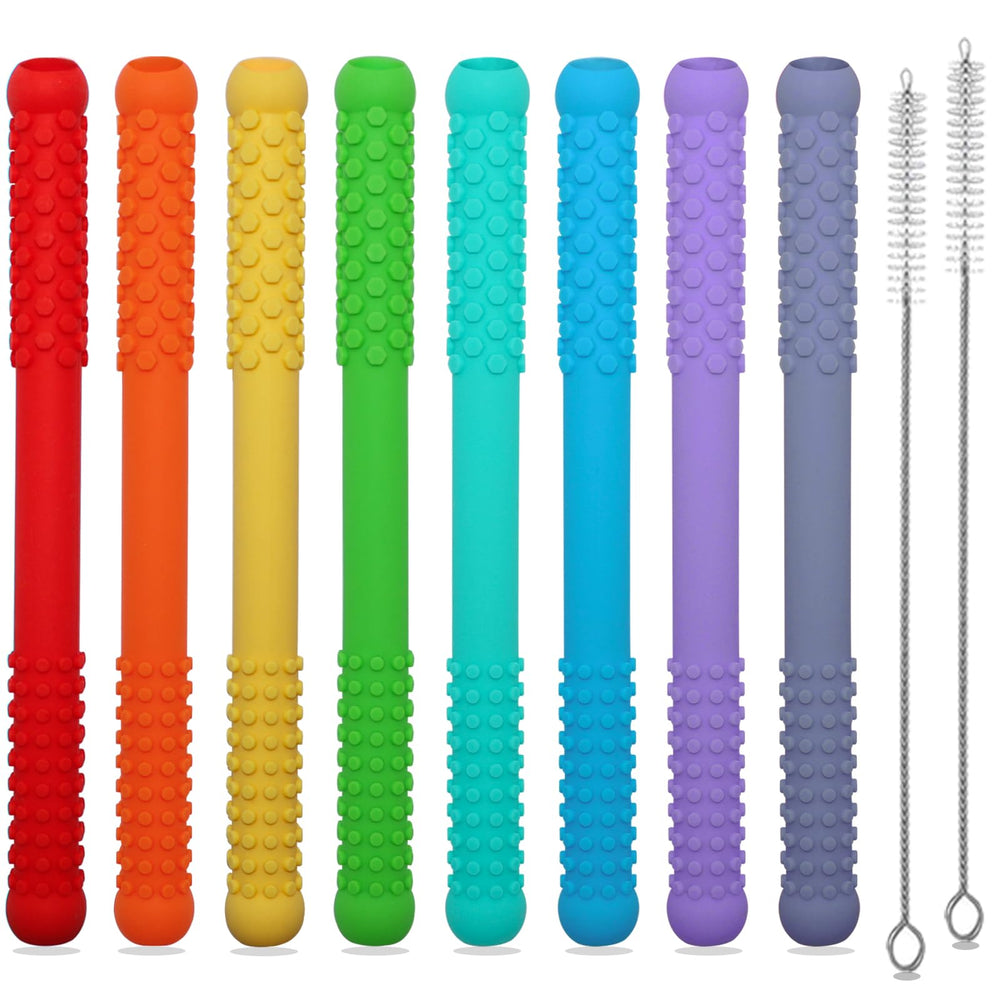 Hoaisun teething straws 8-pack colorful collection for gentle teething relief