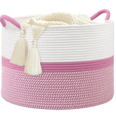 HOBASKET pink laundry basket with spacious storage for blankets.