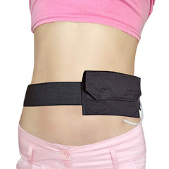 Hola Health feeding tube belt closeup showing secure tubing pocket
