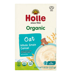 Mixture being prepared with milk for quick Holle baby cereal.