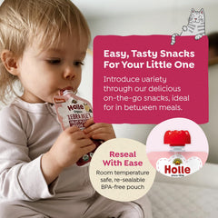 Holle smooth puree texture close up emphasizes creamy consistency ideal for spoon feeding