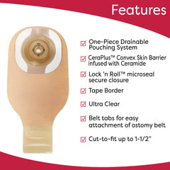 Hollister 8988 CeraPlus convex pouch cut-to-fit up to 1-1/2 inches for a personalized seal.