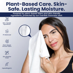 Holly Body Wipes double extra-large 24 by 12 inch sheets for full-body cleaning.