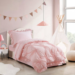HOMBYS 4-piece set offers comforter pillowcase flat sheet and fitted sheet for toddlers.