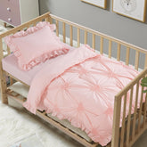 HOMBYS princess pink crib bedding with pintuck and ruffles for a charming nursery