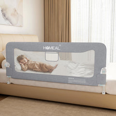 HOMEAL bed rail 59inch foldable gray for secure toddler sleep