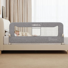 HOMEAL Bed Rail for Toddlers with a sturdy 59-inch swing-down base supports secure sleep.