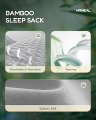 HOMEAL sleep sack with double zippers grey for easy diaper changes at night