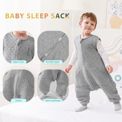HOMEAL Toddler Sleep Sack with Legs dual zippers enable easy diaper changes.