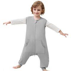 HOMEAL toddler sleep sack with feet in grey, cozy front view for safe all-night warmth