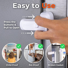 HomeBrella 2-pack fridge latch keeps doors shut without tools.