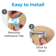 HomeBrella wide compatibility with wood, glass, and steel door levers.