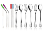 HOMEFAVE 15-piece silverware set spoons for easy toddler self feeding