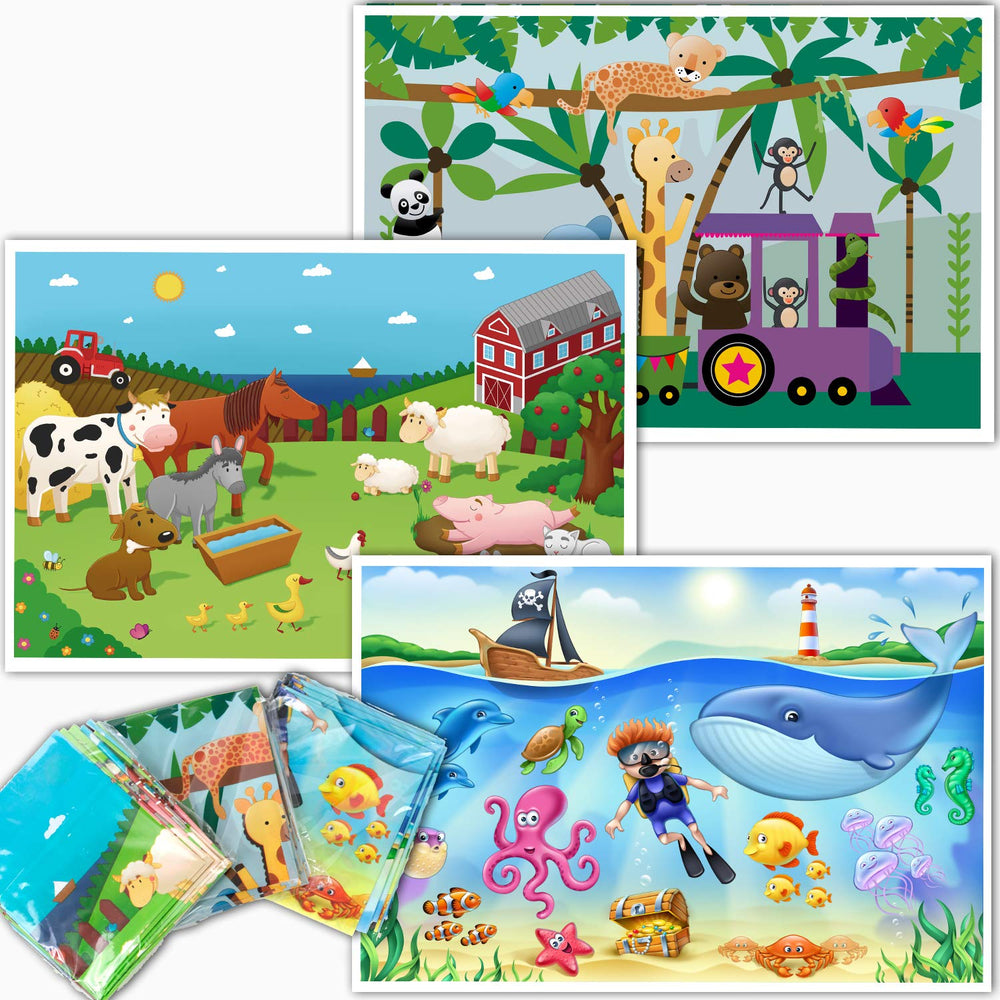 HomeWorthy disposable placemats with animal designs for interactive mealtime fun